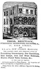 Thos. Bentley  17 High Street [advertisment: ironmonger] 1866 | Margate History